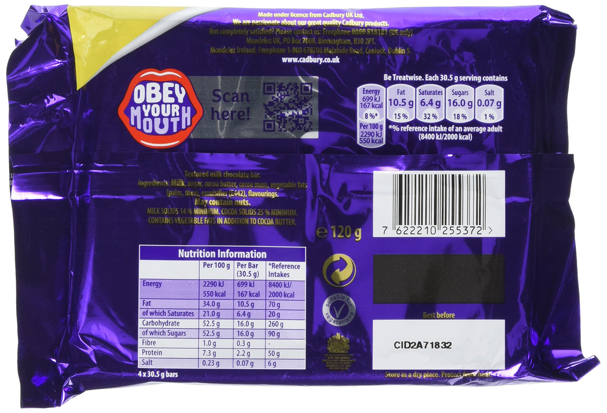 Cadbury Wispa Chocolate Bar, Smooth Milk Chocolate, 4 x 27.9 g (Pack of 1)