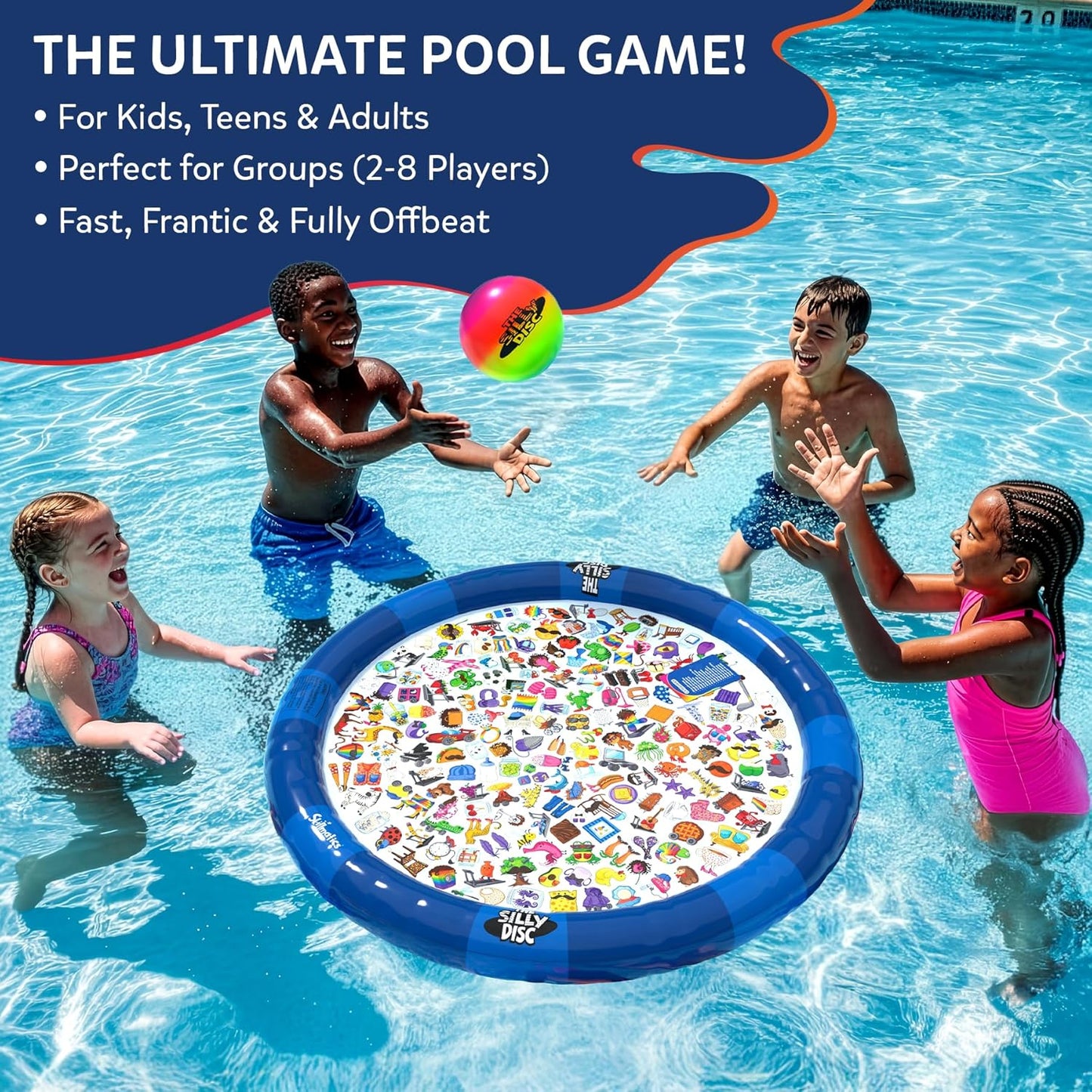Skillmatics The Silly Disc – Fast-Paced Inflatable Pool Party Game for Kids, Teens and Families, Swimming Pool Toy for Summer Fun, Funny Spot and Shout Game, Gifts for Ages 8, 9,10 & Up, 2-8 Players