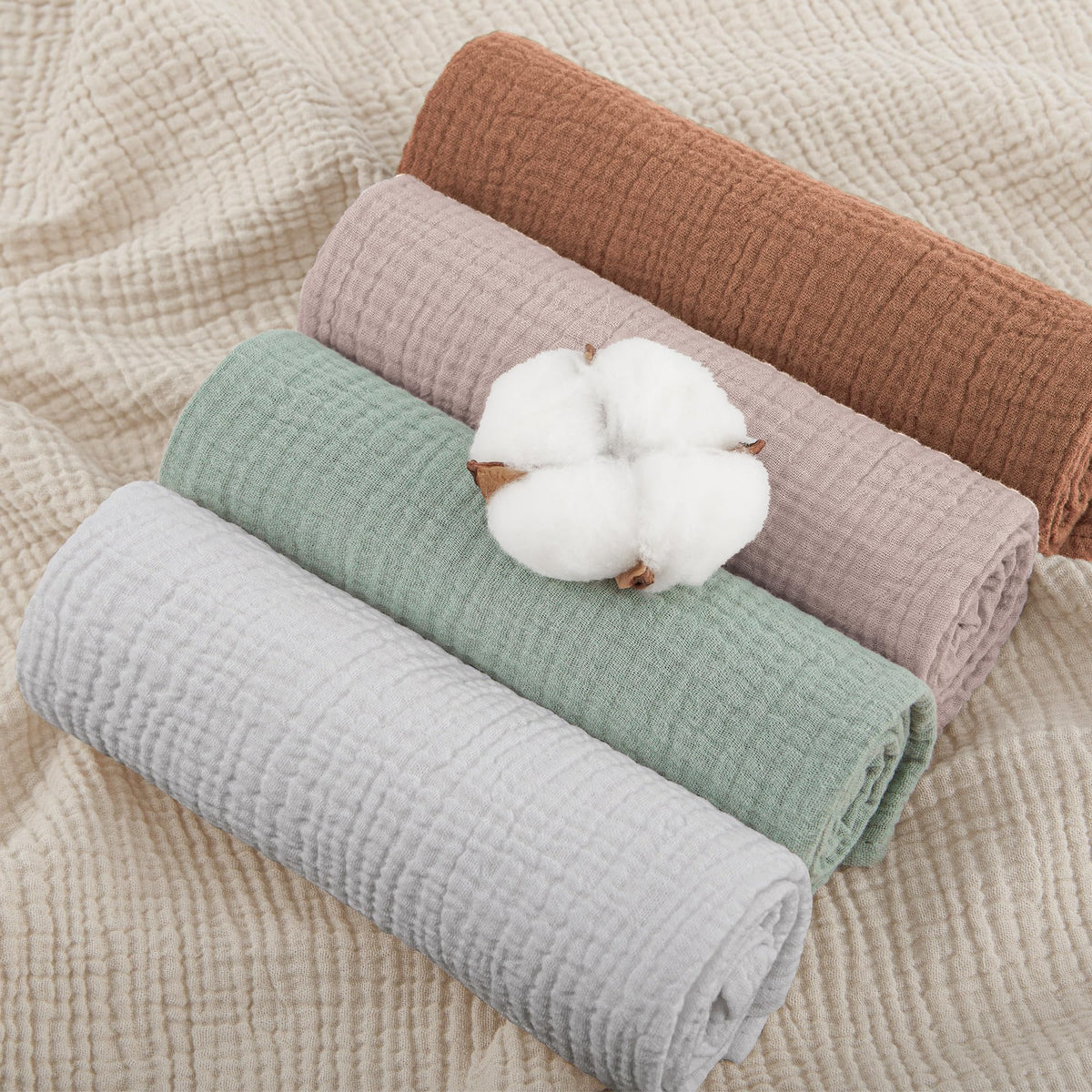 Susurration Muslin Cloths for Baby, 100% Cotton Baby Muslin Squares Cloths for Newborn Boy and Girl, Soft, Breathable and Extremely Absorbent Baby Muslin Burp Cloths, 60 x 60 cm, 5 Pack