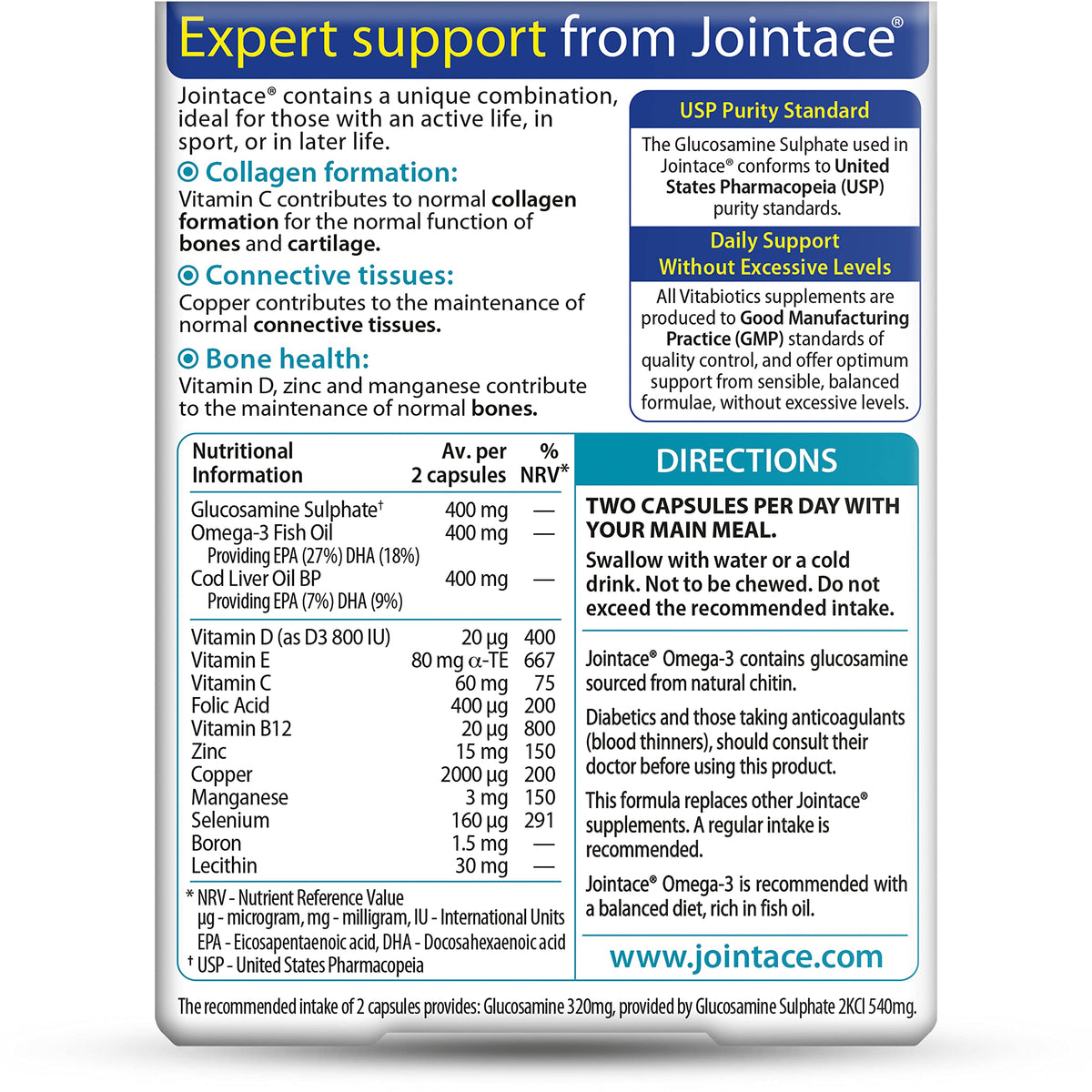 Jointace Collagen - Advanced Joints & Cartilage Support - Includes Collagen, Glucosamine & Chondroitin & Ginger