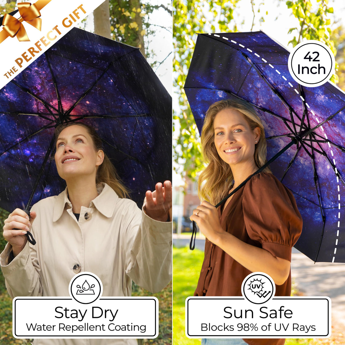 TUMELLA Strongest Windproof Travel Umbrella (Compact, 100MPH Wind-Tested)