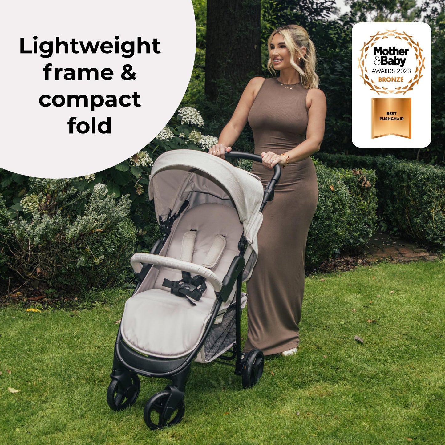 My Babiie MB30 Pushchair – from Birth to 4 Years (22kg), Easy Compact Fold, Large Shopping Basket, Adjustable Handle, Stroller Includes Cup Holder, Rain Cover – Black & Grey