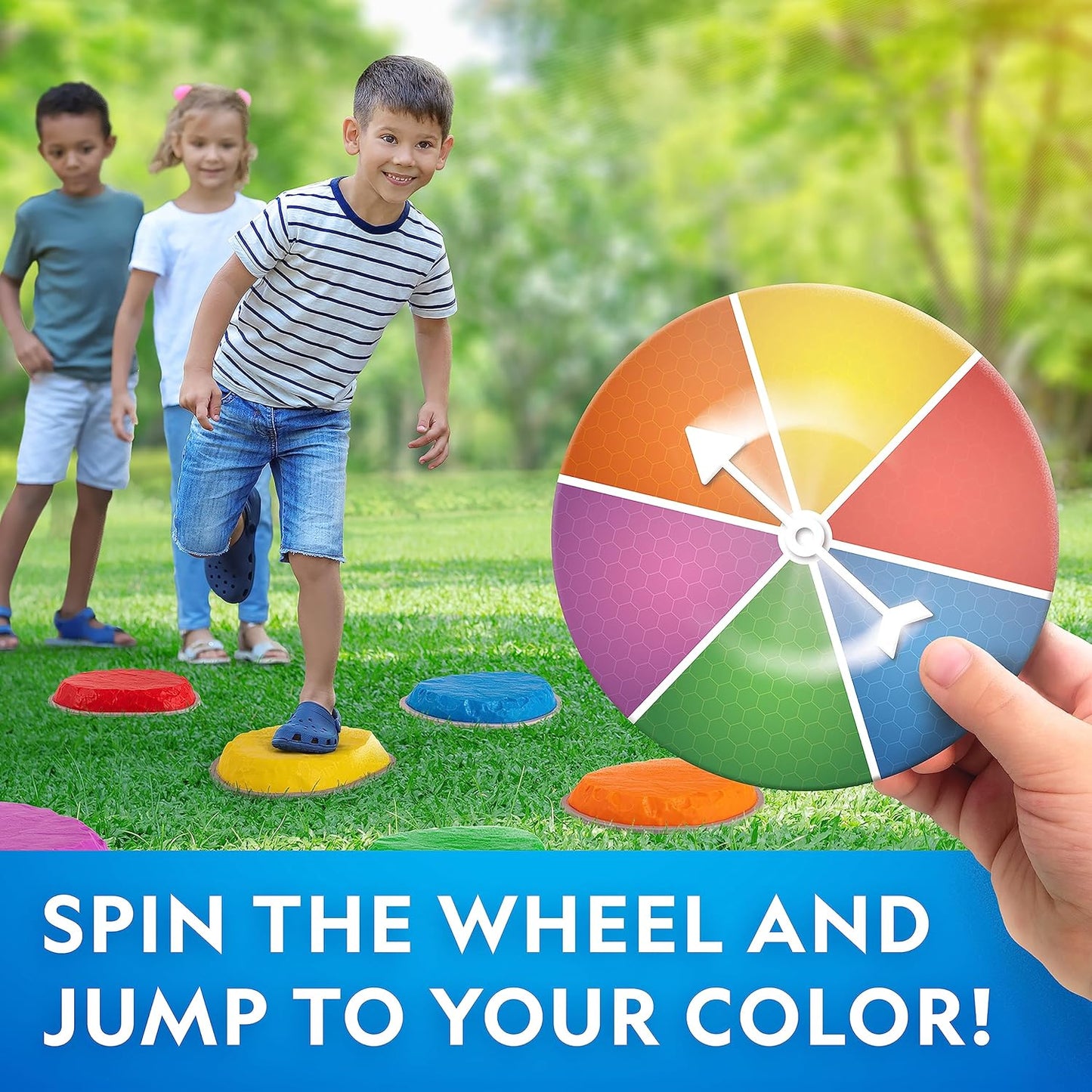 NATIONAL GEOGRAPHIC Stepping Stones for Kids – 10 Durable, Non-Slip Stones Encourage Toddler Balance & Motor Skills, Indoor & Outdoor Toys