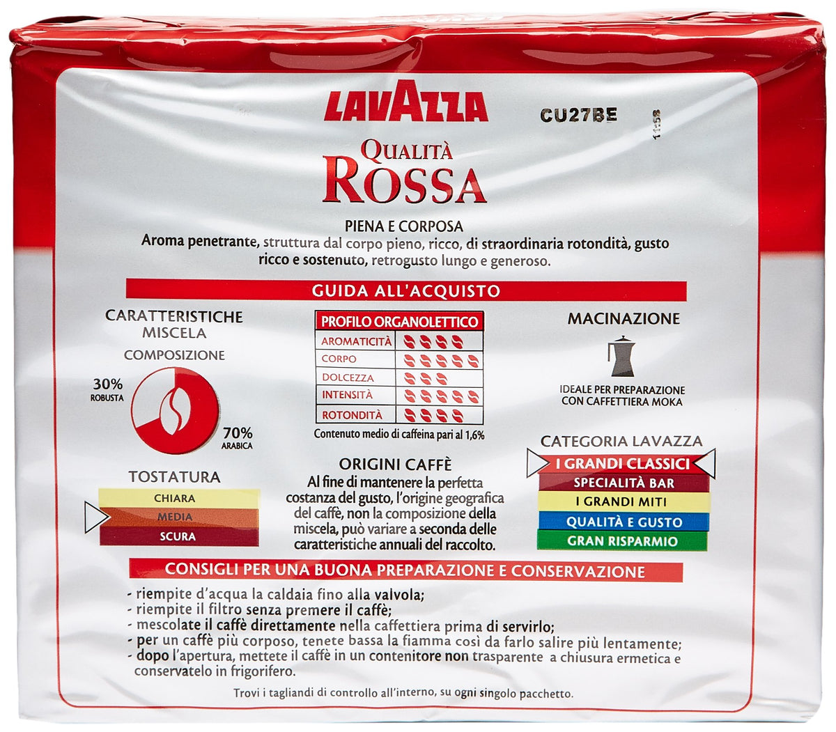 Lavazza Qualità Rossa, Ground Coffee Espresso 500 g (Pack of 2)