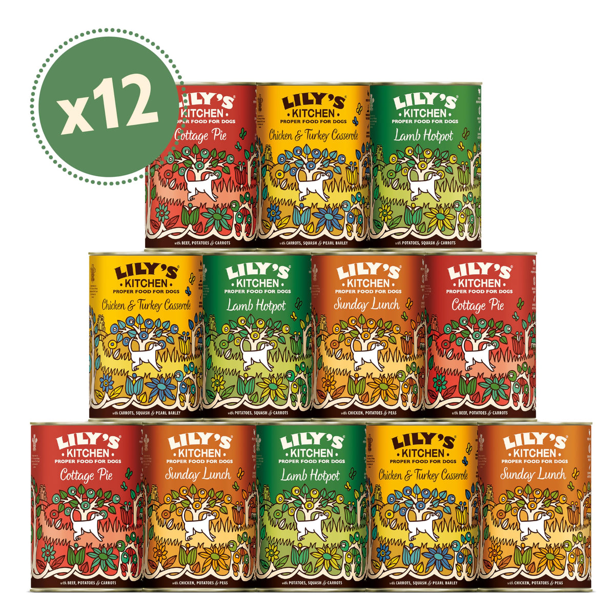 Lily's Kitchen Natural Adult Dog Food Wet Trays - Classic Dinners Multipack - Chicken, Lamb & Beef - Complete Meal Recipes (6 Trays x 150g)