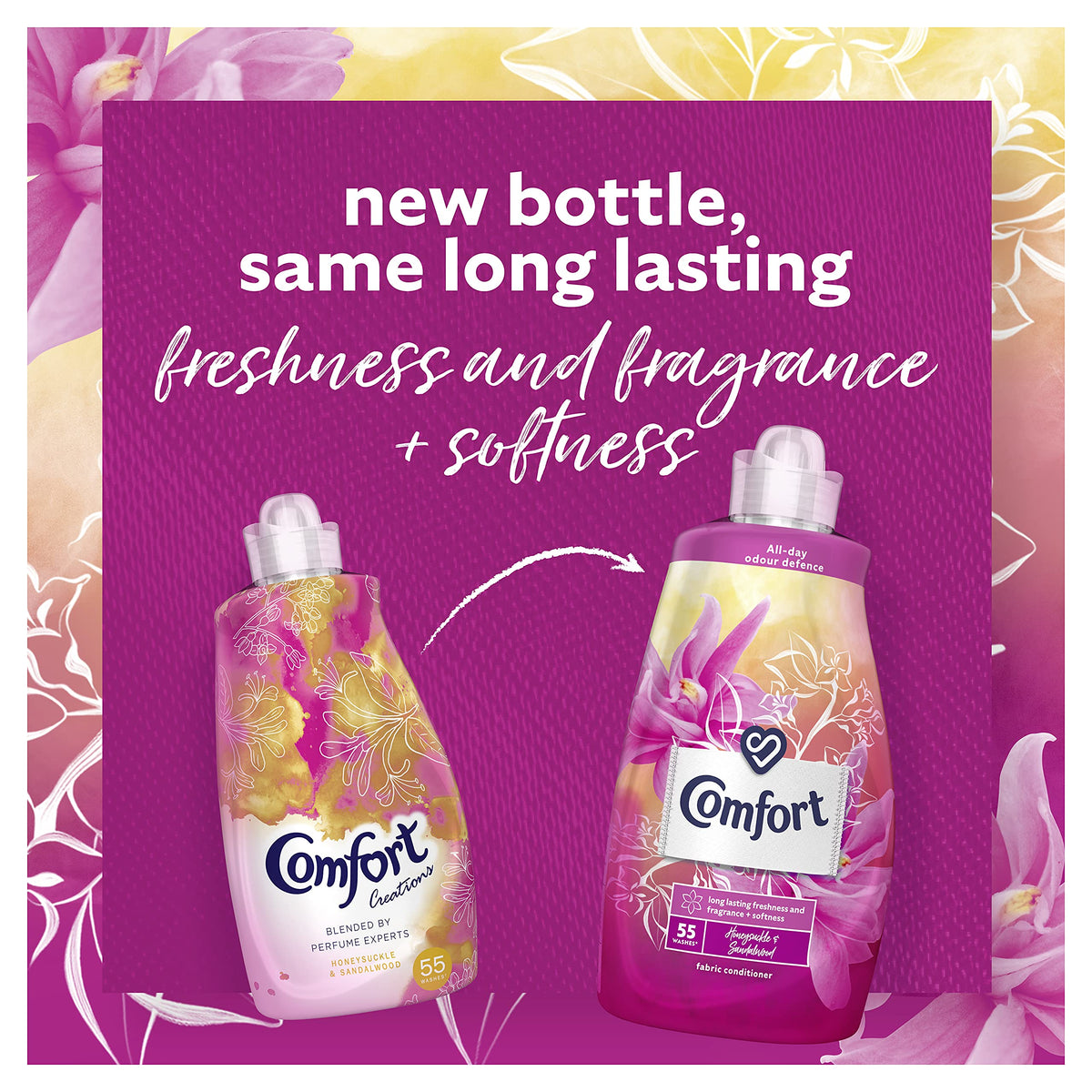 Comfort Perfume Creations Passion Bloom Fabric Conditioner Motion-Activated Fragrance Technology 100 Days of Freshness 30 washes (900 ml)