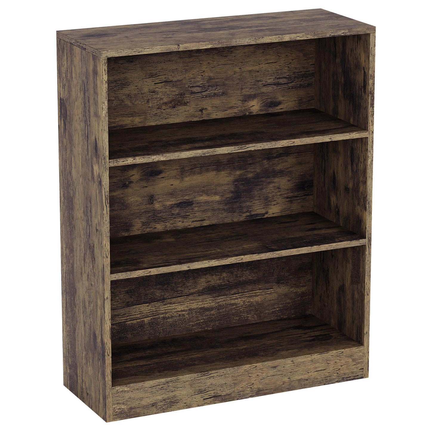 Vida Designs Cambridge 3 Tier Low Bookcase, White Wooden Shelving Display Storage Unit Office Living Room Furniture