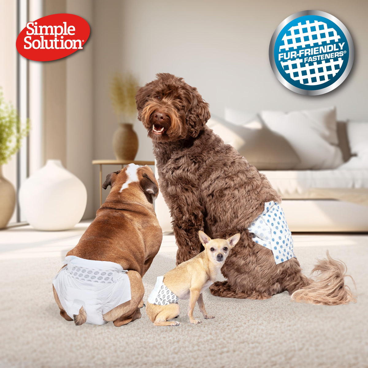Simple Solution Disposable Dog Diapers for Female Dogs, Super Absorbent Leak-Proof Fit with Wetness Indicator for Excitable Urination, Incontinence or Females in Heat - 12 Pack