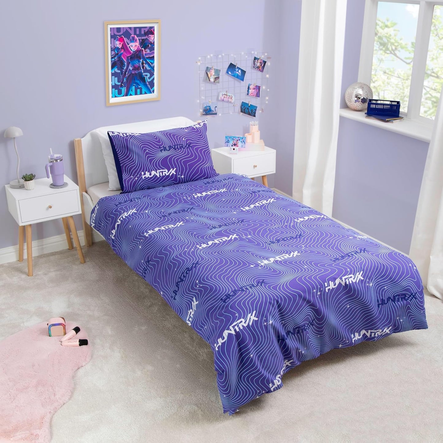 K Pop Demon Hunters Officially Licenced Single Duvet Cover Set | Huntrix Power Design | Reversible 2 Sided Bedding Including Matching Pillow Case | Perfect For Kids Bedroom | Polycotton