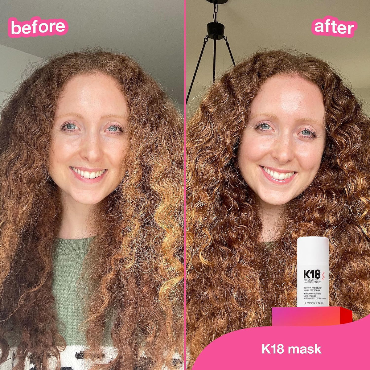 K18 Leave-In Molecular Hair Mask, Repairs Dry or Damaged Hair, Reverse Hair Damage from Bleach, Colour, Chemical Services & Heat