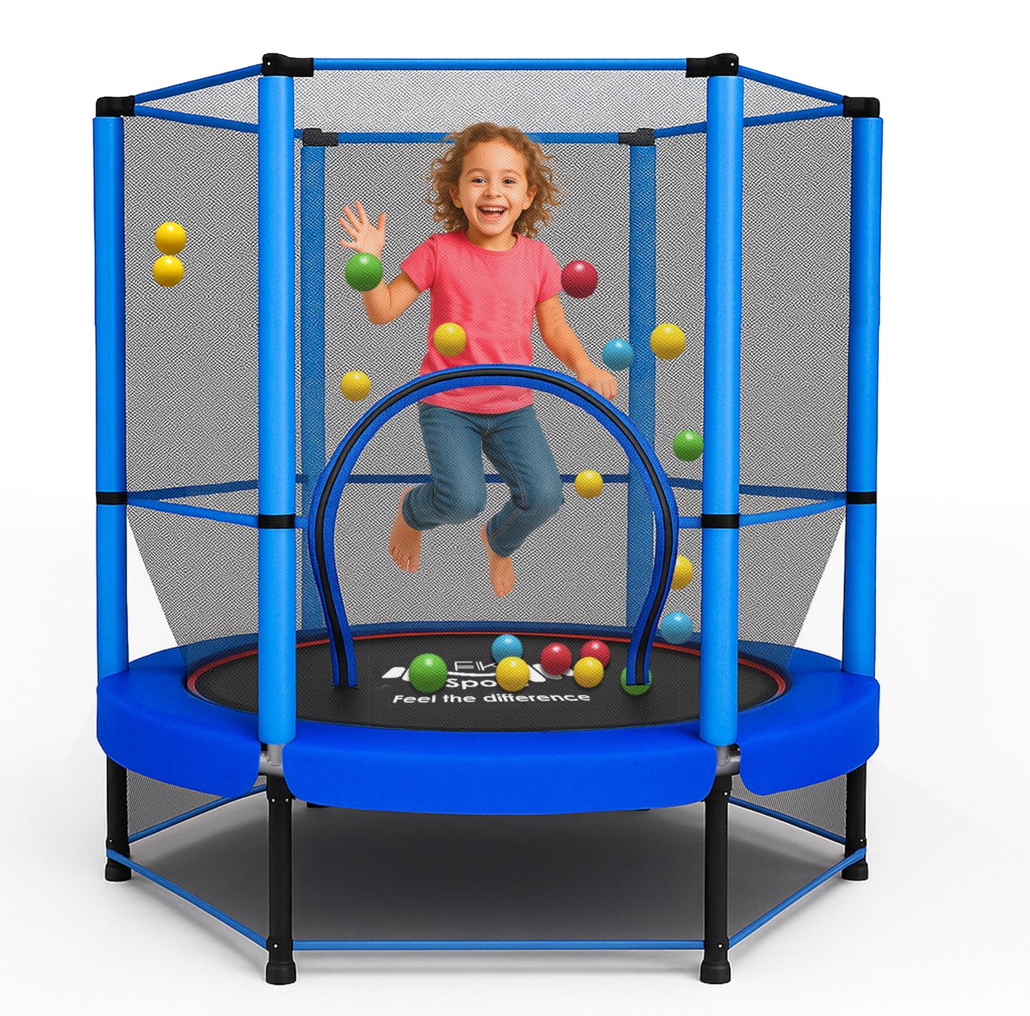 FK Sports 55" Kids Rebounder Trampoline with Safety Net — Bungee System, Max 100 kg