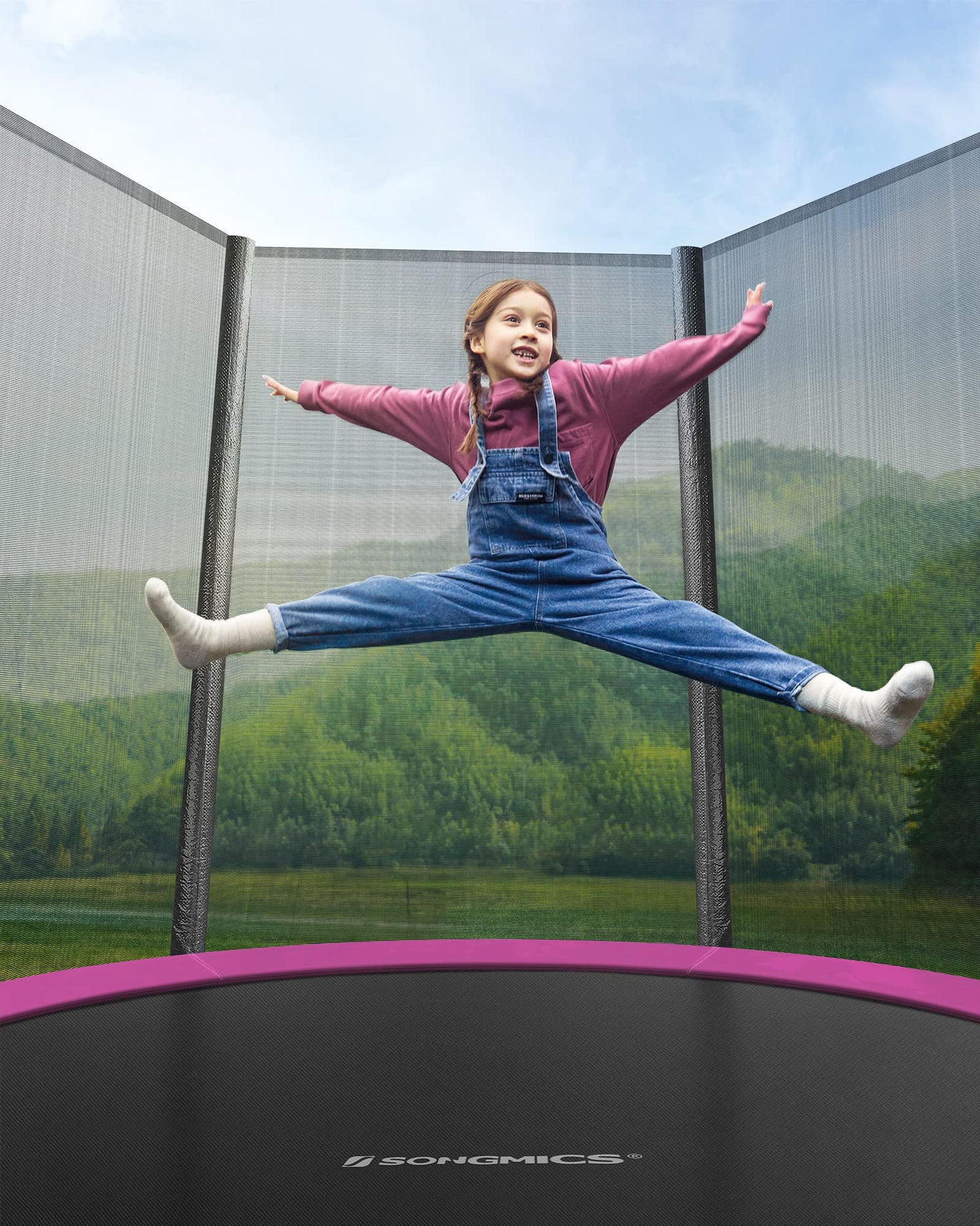 SONGMICS 10ft Children's Outdoor Trampoline with Safety Net & Ladder — Max 100 kg | 2-Year Warranty
