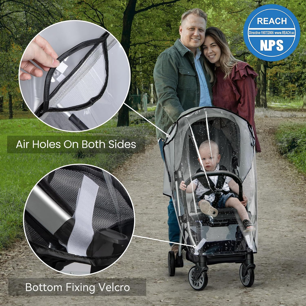 Bemece Universal Rain Cover for Pushchair, Breathable & Transparent