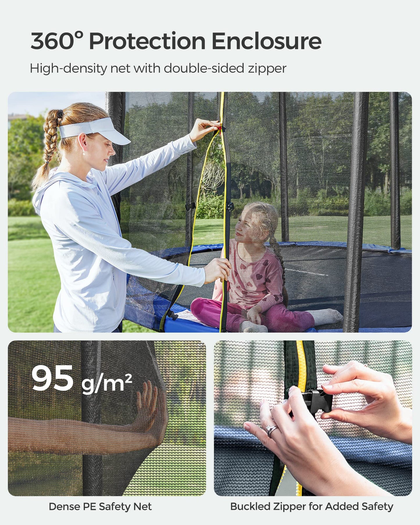 SONGMICS 10ft Children's Outdoor Trampoline with Safety Net & Ladder — Max 100 kg | 2-Year Warranty