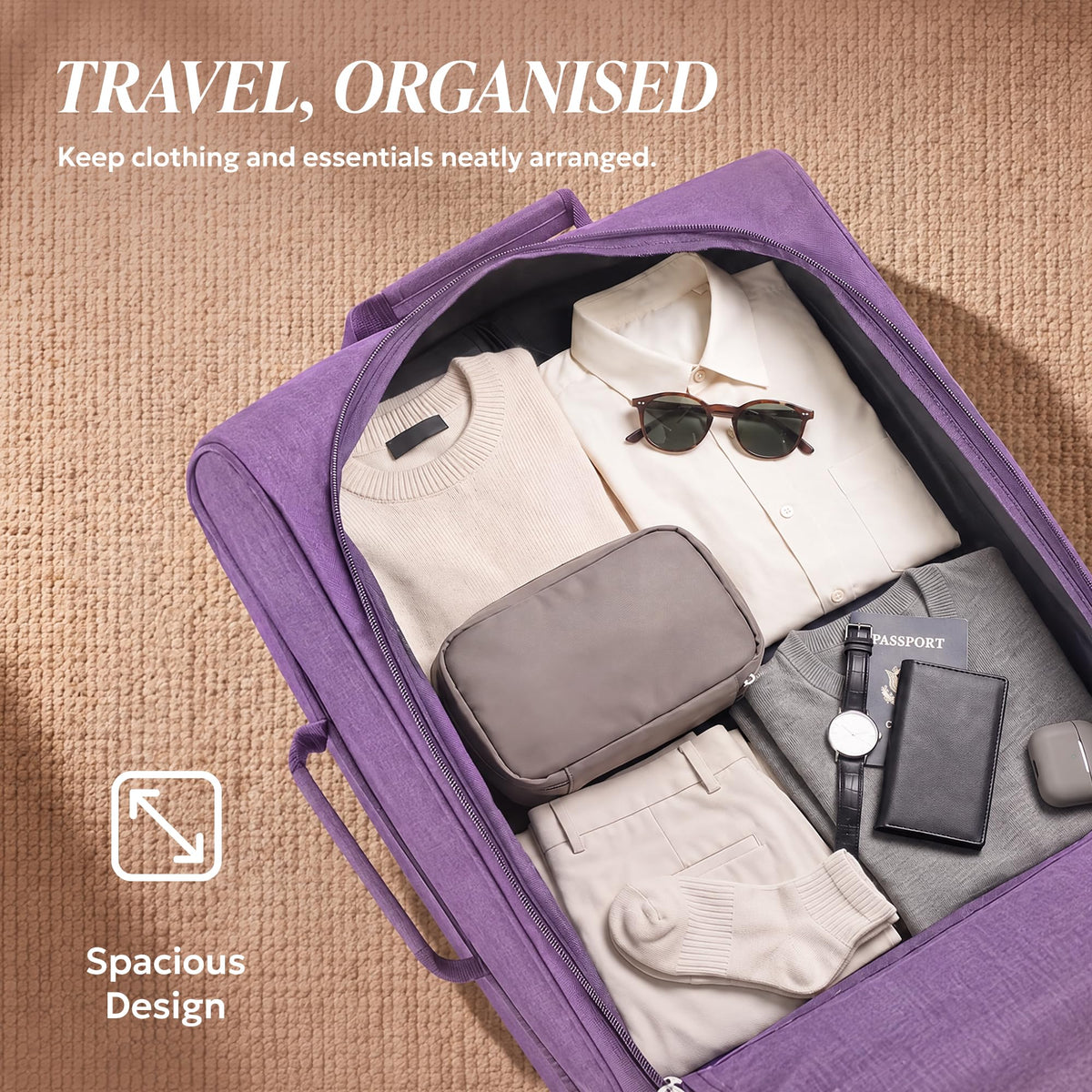 LUGG Lightweight Cabin Luggage, 600D Polyester, Solid Wheels, 45x36x20cm