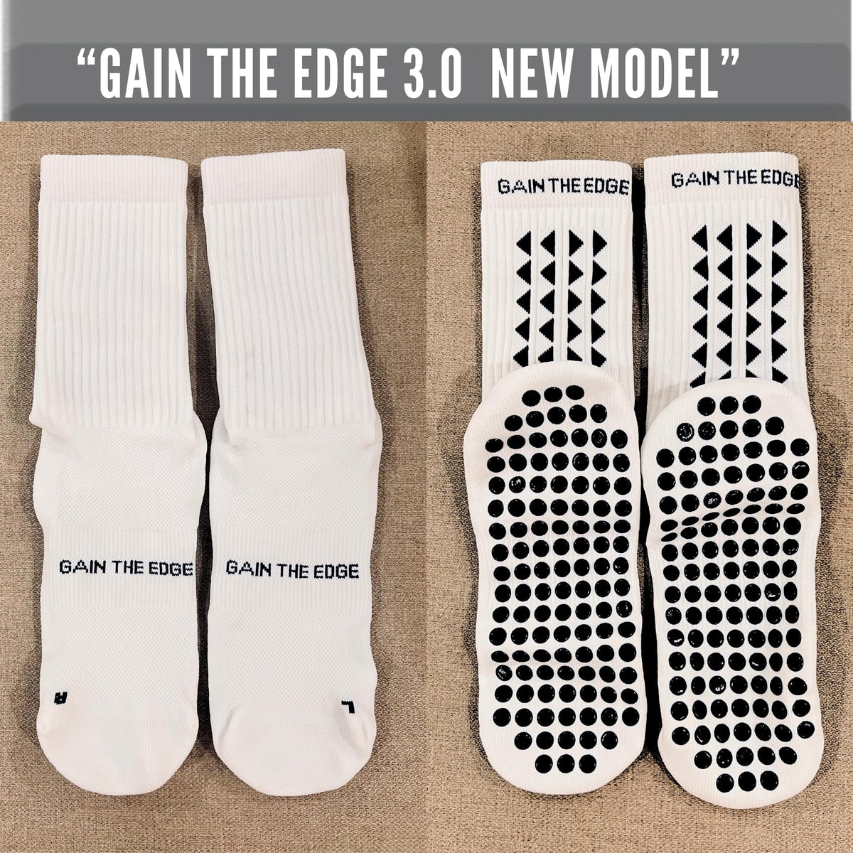 Gain The Edge Football Grip Socks 3.0-2pc and 4pc Set - Non Slip Football Socks - Updated Model