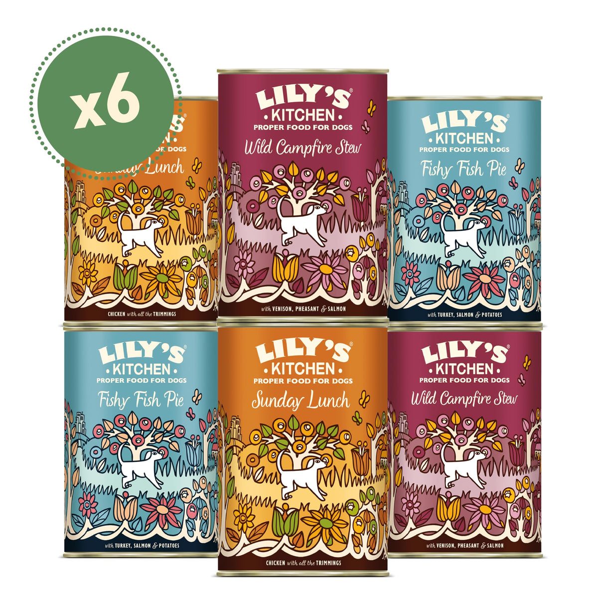 Lily's Kitchen Natural Adult Dog Food Wet Trays - Classic Dinners Multipack - Chicken, Lamb & Beef - Complete Meal Recipes (6 Trays x 150g)