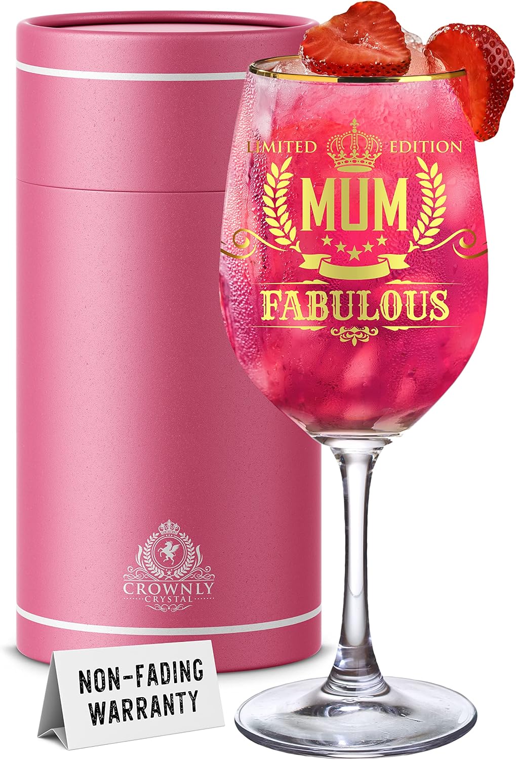 CROWNLY CRYSTAL® Mothers Day Gifts for Mum Wine Glass Personalised Mummy Birthday Present Womens Drinking Glasses Ladies Gift Ideas Mum Presents from Daughter Son