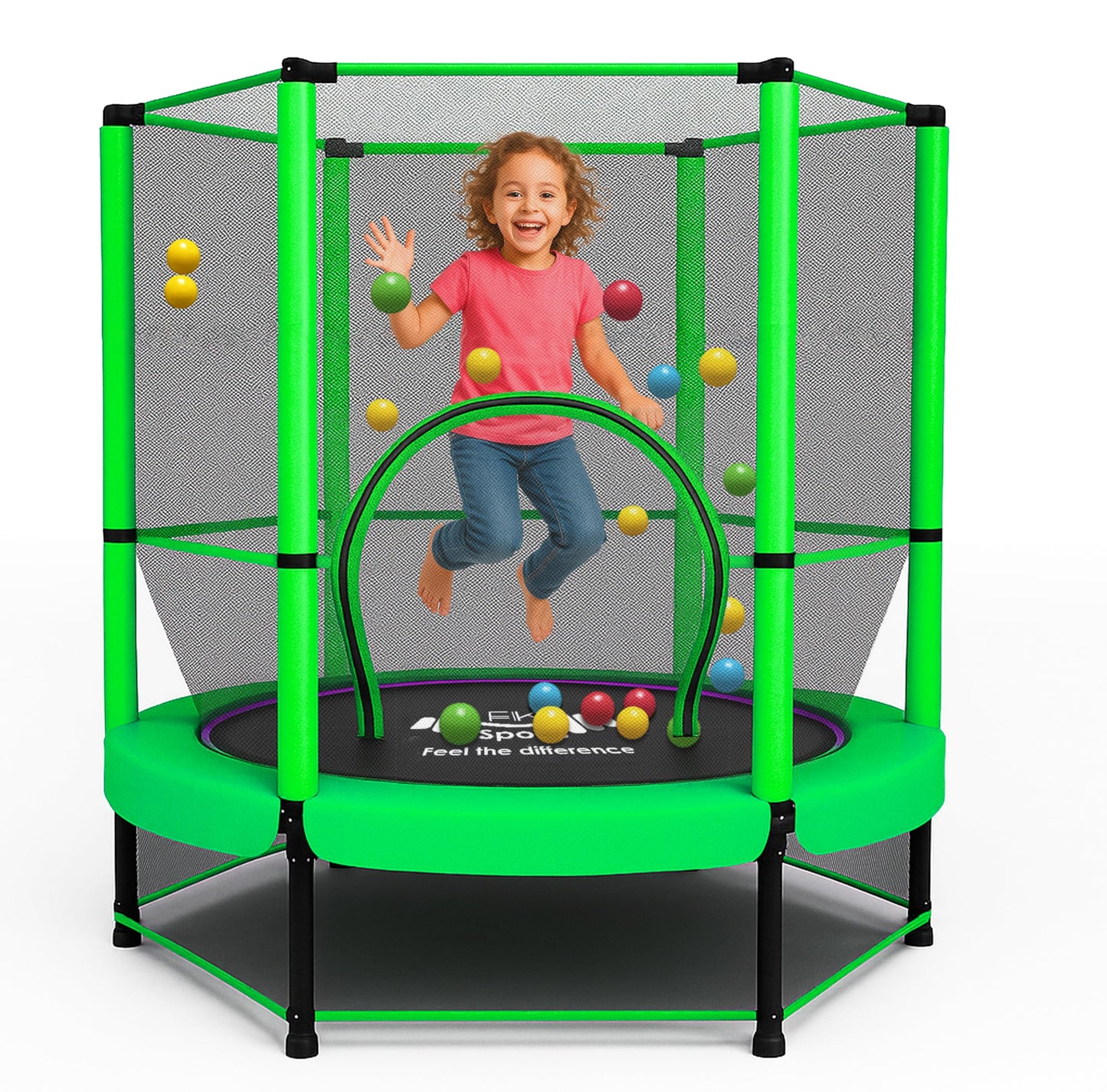 FK Sports 55" Kids Rebounder Trampoline with Safety Net — Bungee System, Max 100 kg