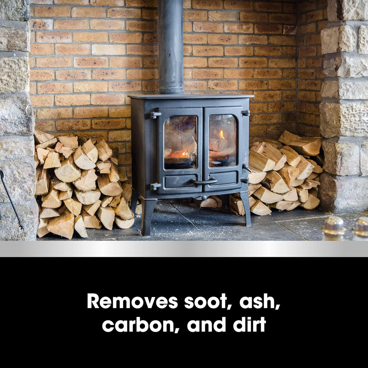 Furniture Clinic Stove Care Kit – Clean and Restore Log Burners, Grates, & Fireplaces – Removes Soot and Dirt – Stove Glass & Metal Cleaner and Stove Polish