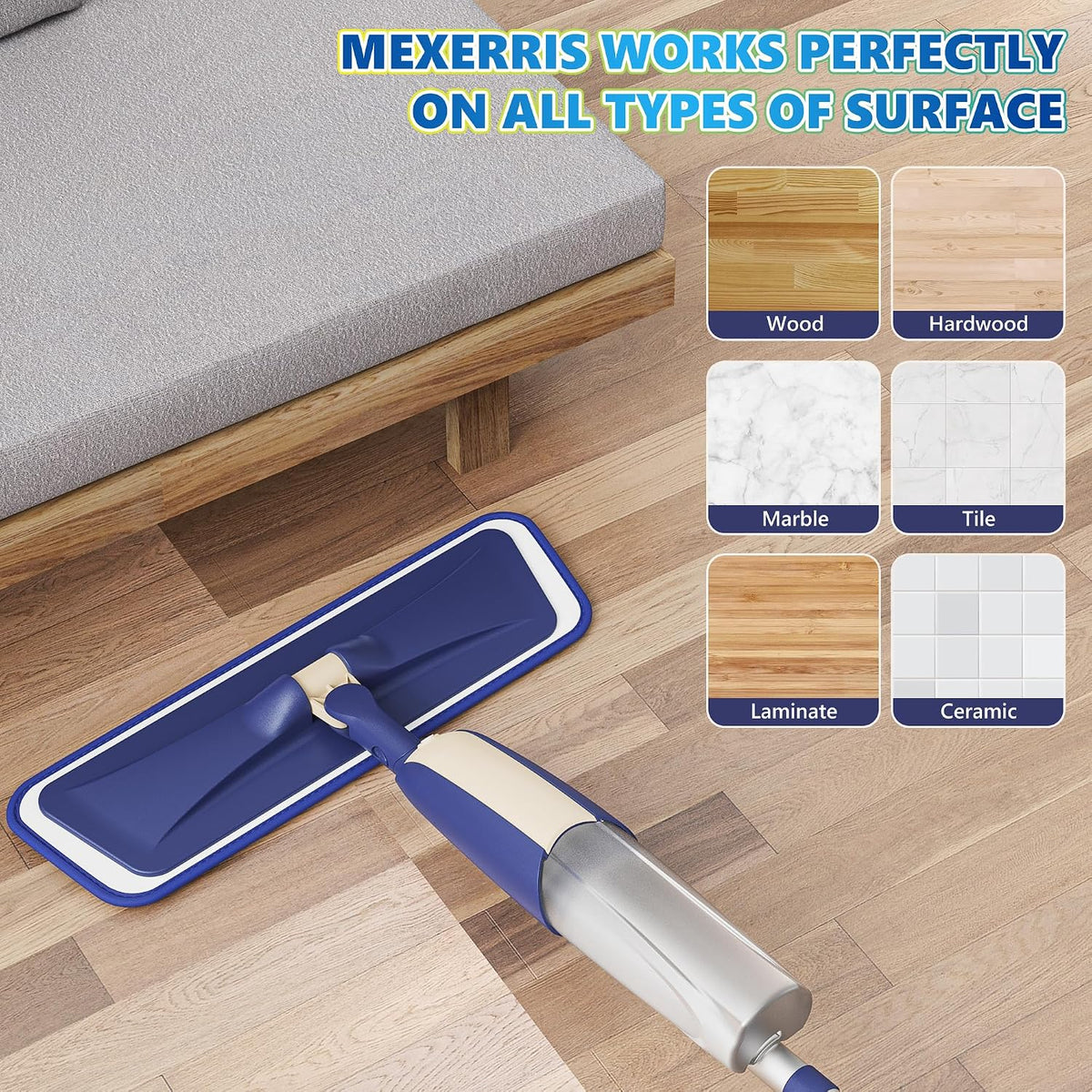 Microfibre Floor Mop with 4 Washable Pads: Spray Mops for Cleaning Floors