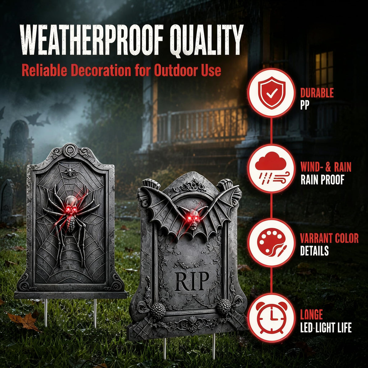 10 Pack Halloween Yard Signs, Fluorescent Skeleton Hands and Tombstones
