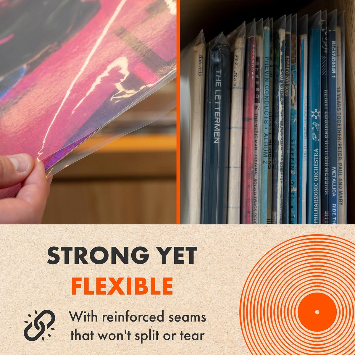 SPINCARE 50x 12 Inch Density UV Protection Outer Vinyl Record Sleeves