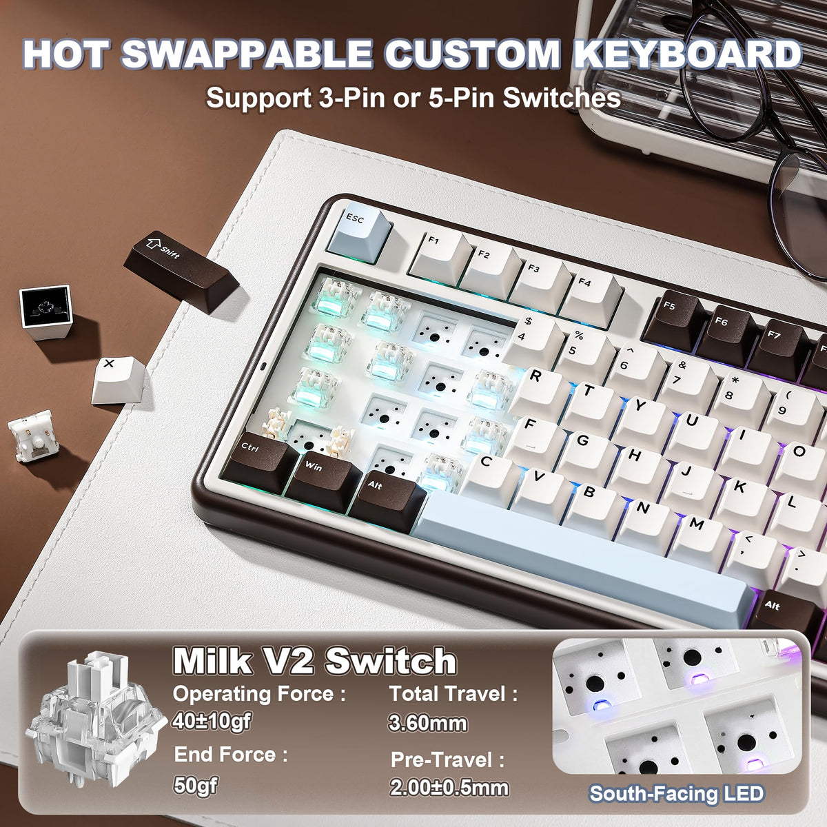 YUNZII B98 PRO 96% Wireless Mechanical Keyboard (Matcha Green, Candy Switch)