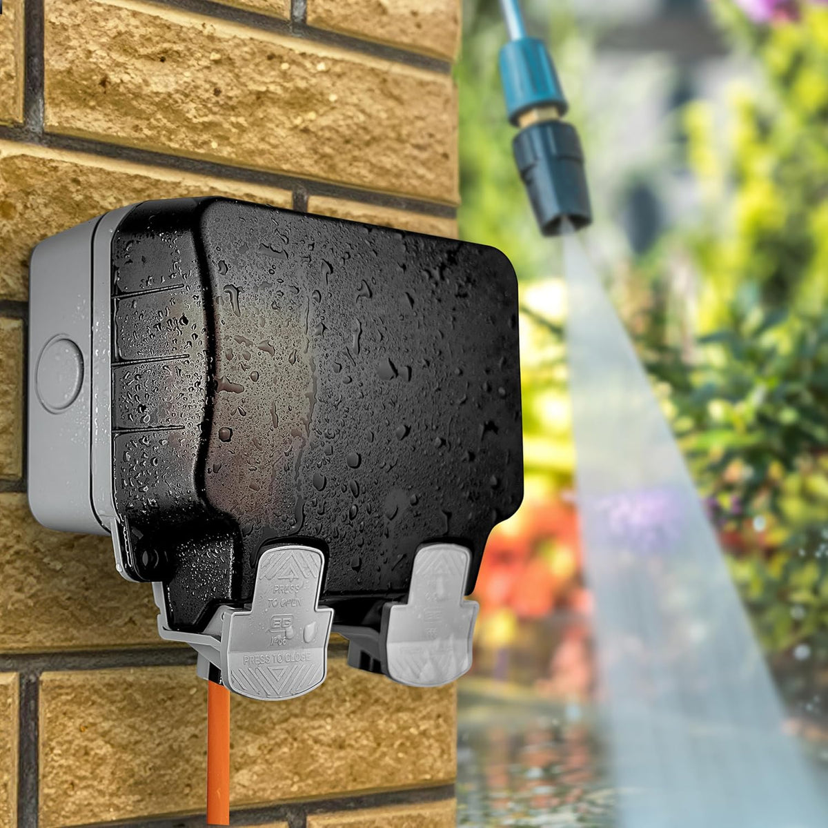 BG Electrical Outdoor Double Switched Power Wall Plug Socket, Weatherproof, Nexus Storm, Grey, 13A, IP66 Rated, WP22