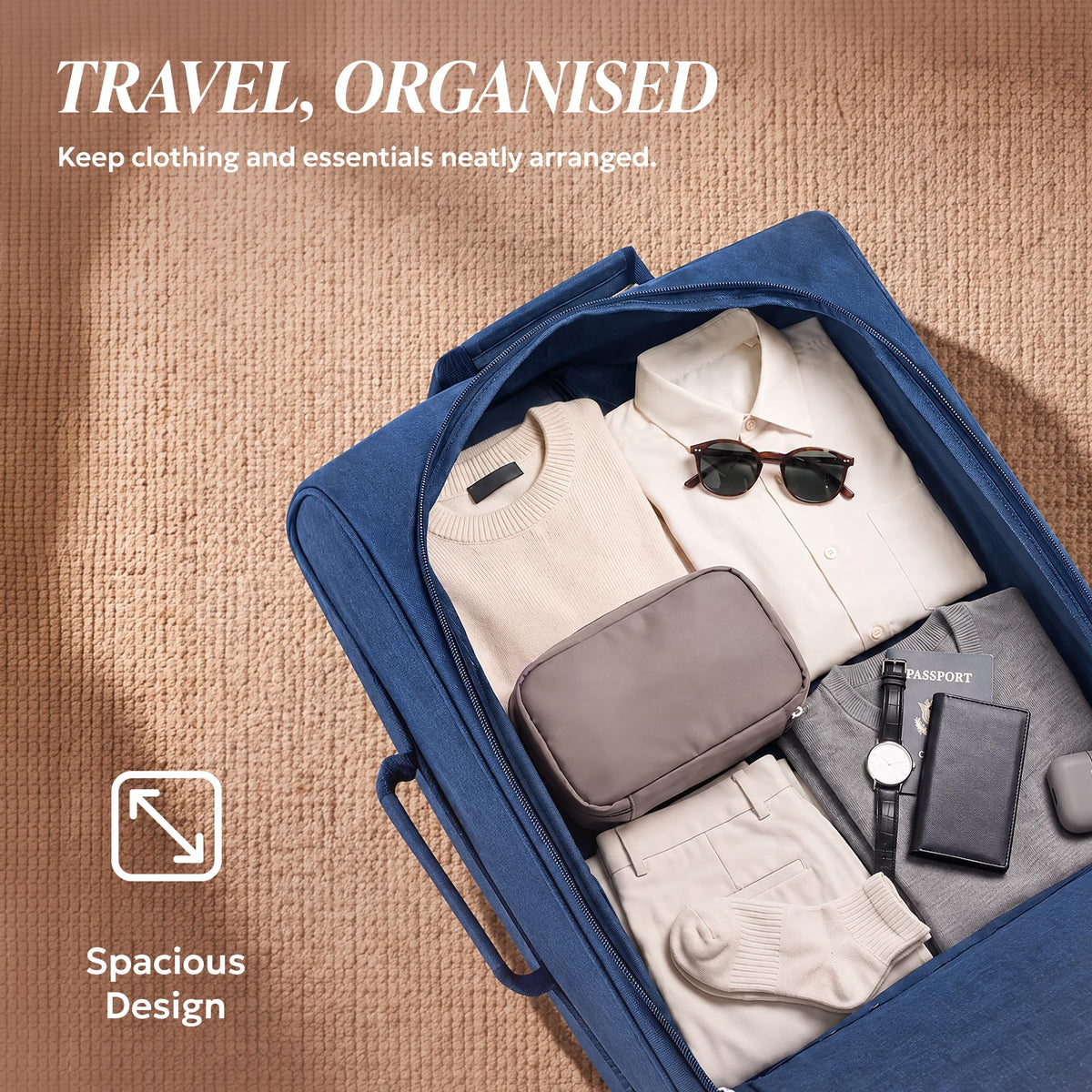LUGG Lightweight Cabin Luggage, 600D Polyester, Solid Wheels, 45x36x20cm