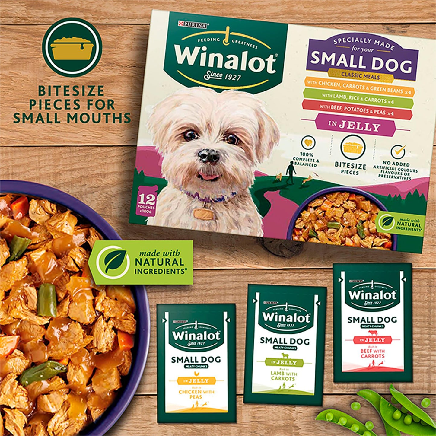 WINALOT Sunday Dinner Mixed in Gravy Wet Dog Food Pouches 40x100g