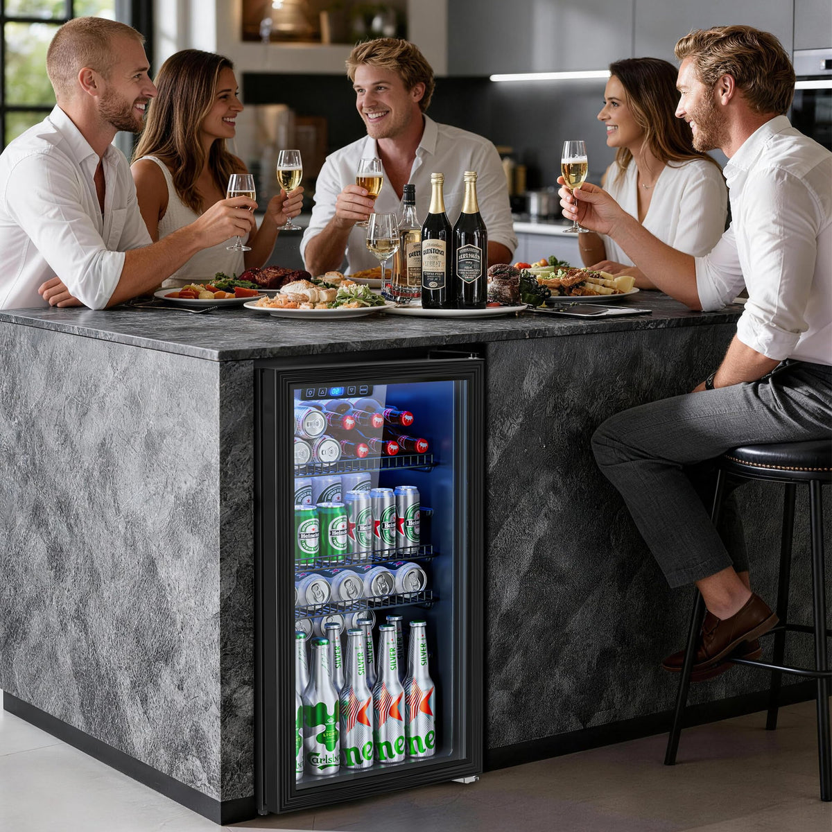 JUMMICO Compressor Beverage Cooler 36L 4-16°C Digital Display Black