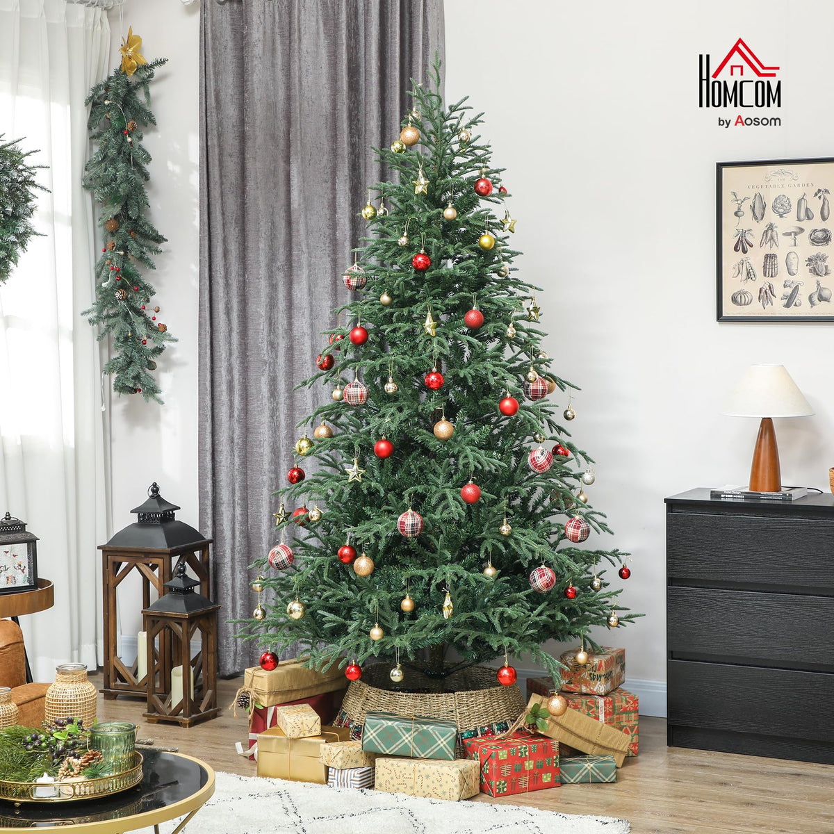 HOMCOM 6 ft Artificial Christmas Tree, 1814 Realistic Dense Branches, Green