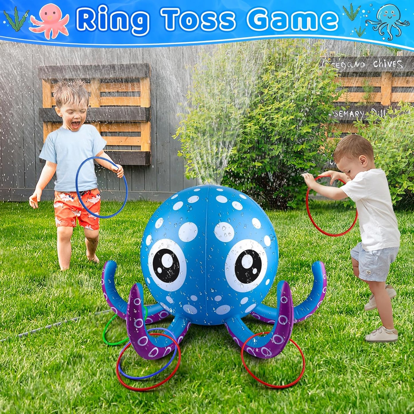 Outdoor Water Play Sprinklers Toys for Toddlers, Large Octopus Water Spray Sprinkler for Kids Boys Girls and Pets, Garden Sprinkler Toys, Summer Toys for 3 4 5 6 7+ Year Old