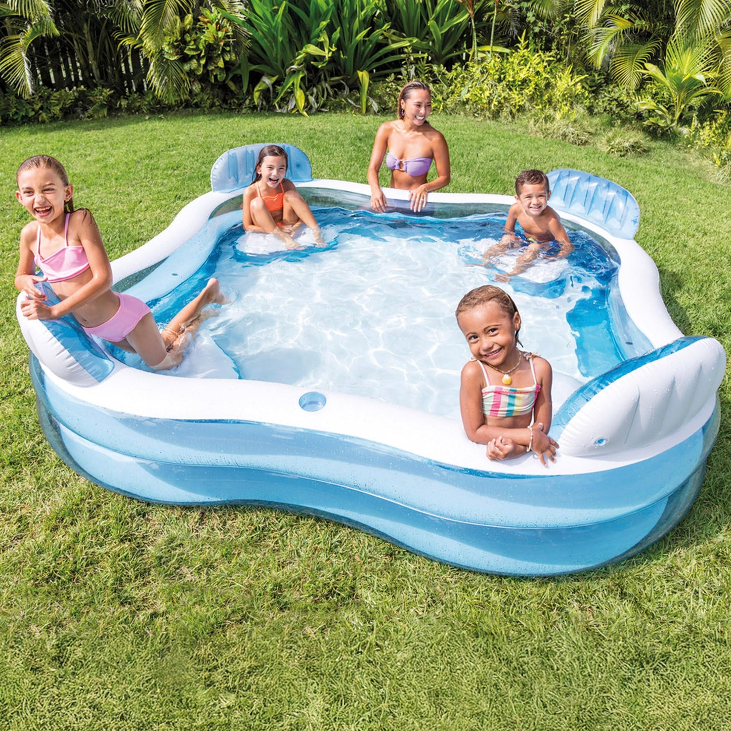 Intex 56475NP - Inflatable Swim Center Family Lounge, 90 x 90 x 26 inches, Multi-color