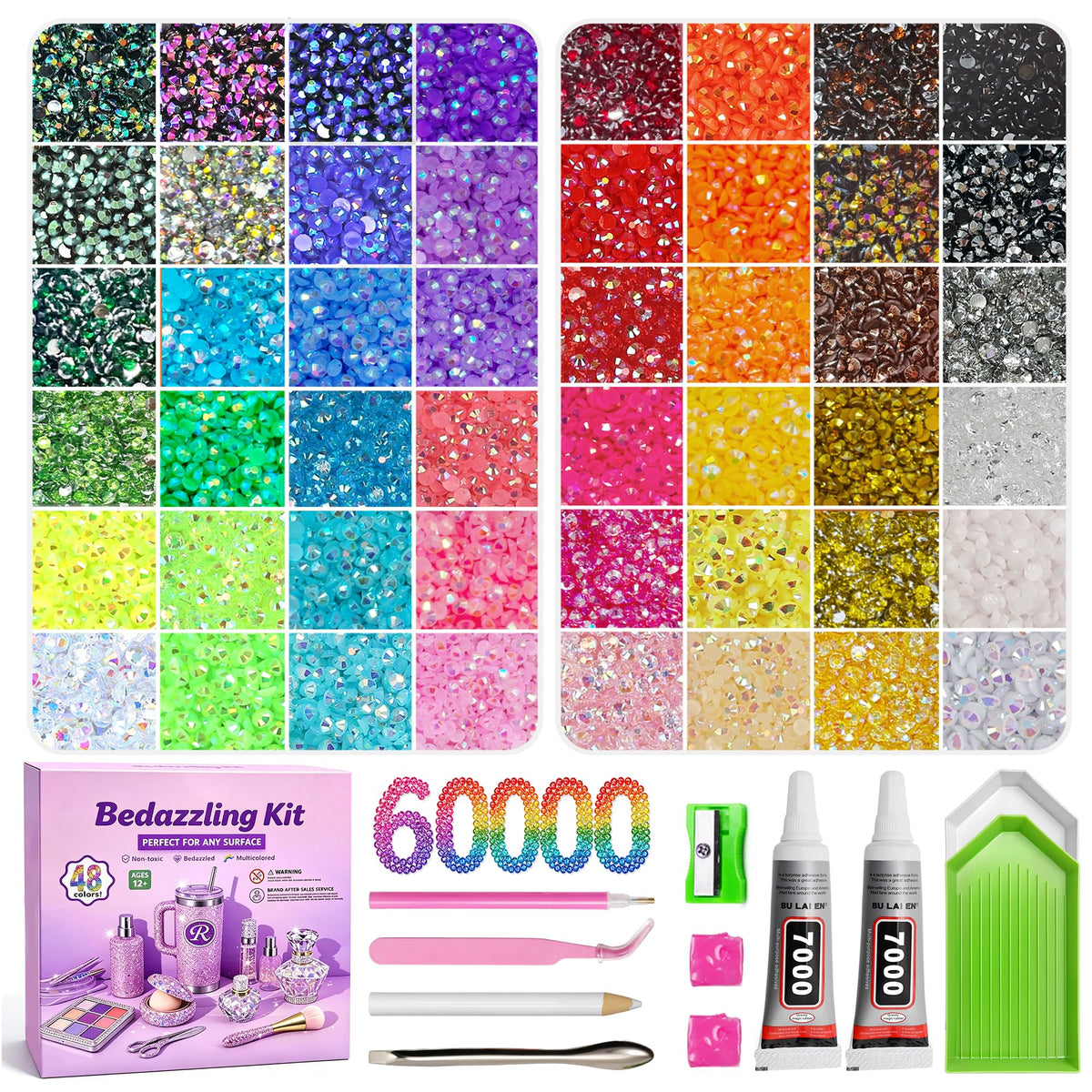 Fournine 4mm 20000Pcs Bedazzling Kit with Rhinestones