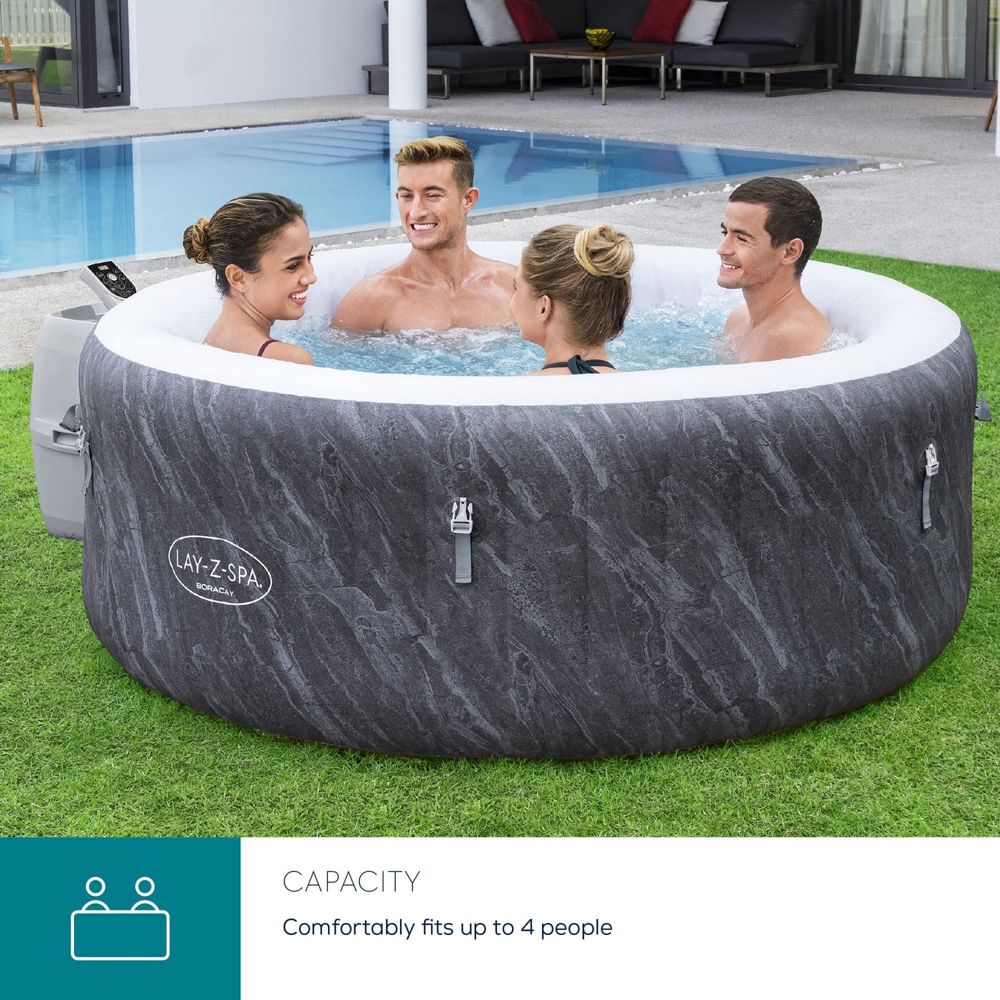 Lay-Z-Spa Boracay Smart Signature AirJet Inflatable Hot Tub with App-Control 2-4 person