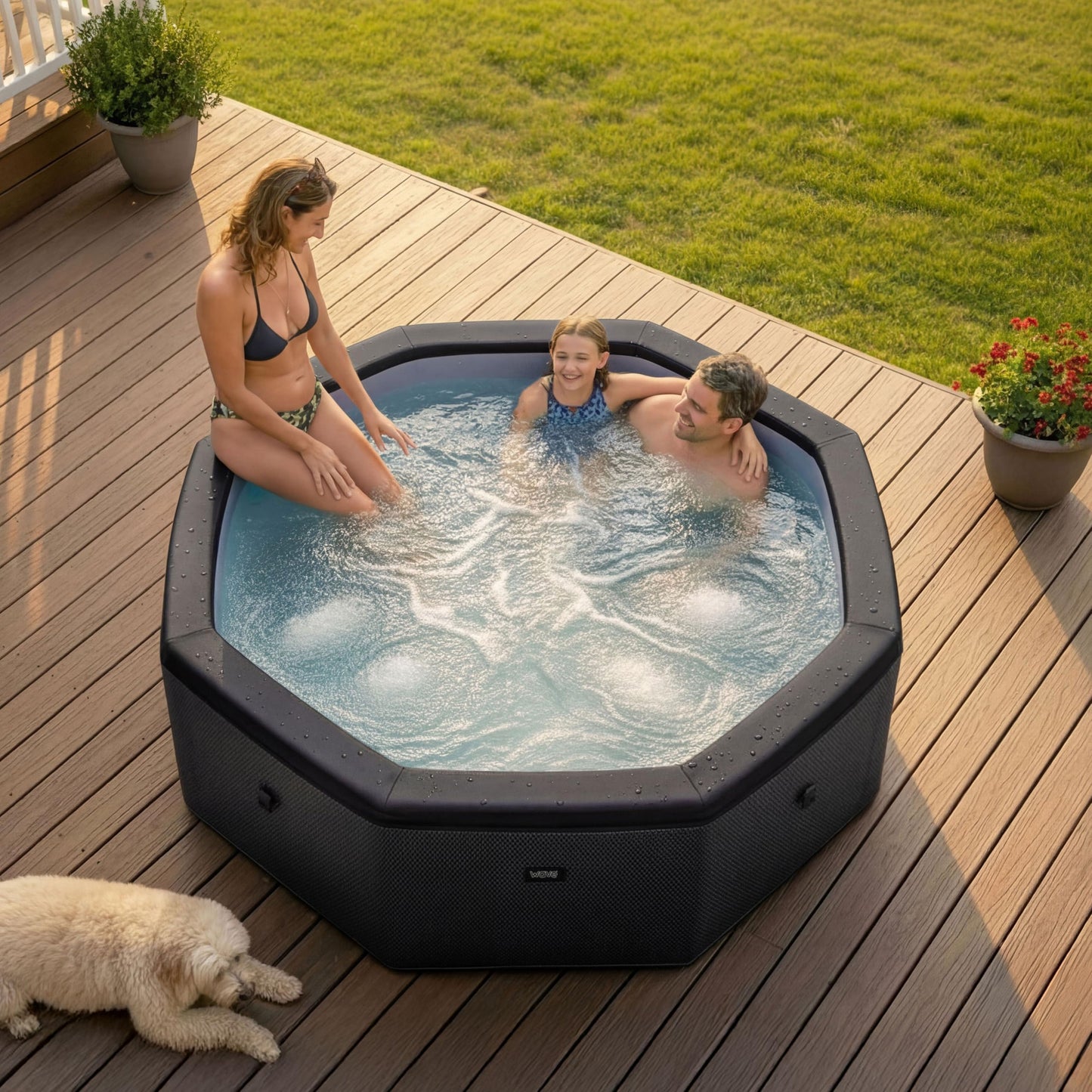Wave Como 6 Person Eco Foam Hot Tub | Portable Outdoor Spa with Rapid Heating | Durable PVC Material | Easy Setup | Ideal for Garden and Patio Relaxation (Charcoal Black, 6 Person | EnergySave Bundle)