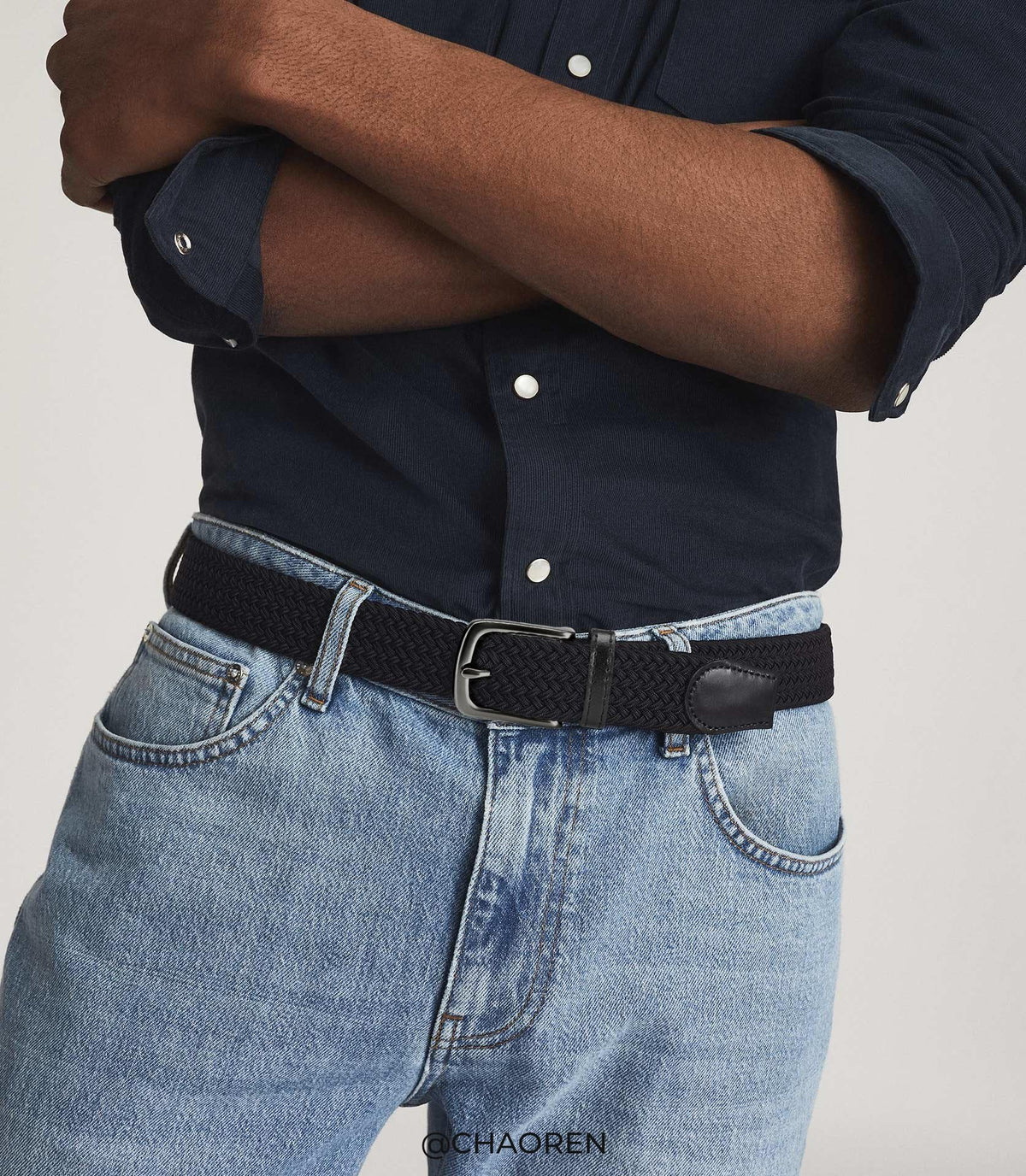 CHAOREN Elastic Belts for Men, Stretch Webbing Belt for Golf & Jeans 1 3/8"