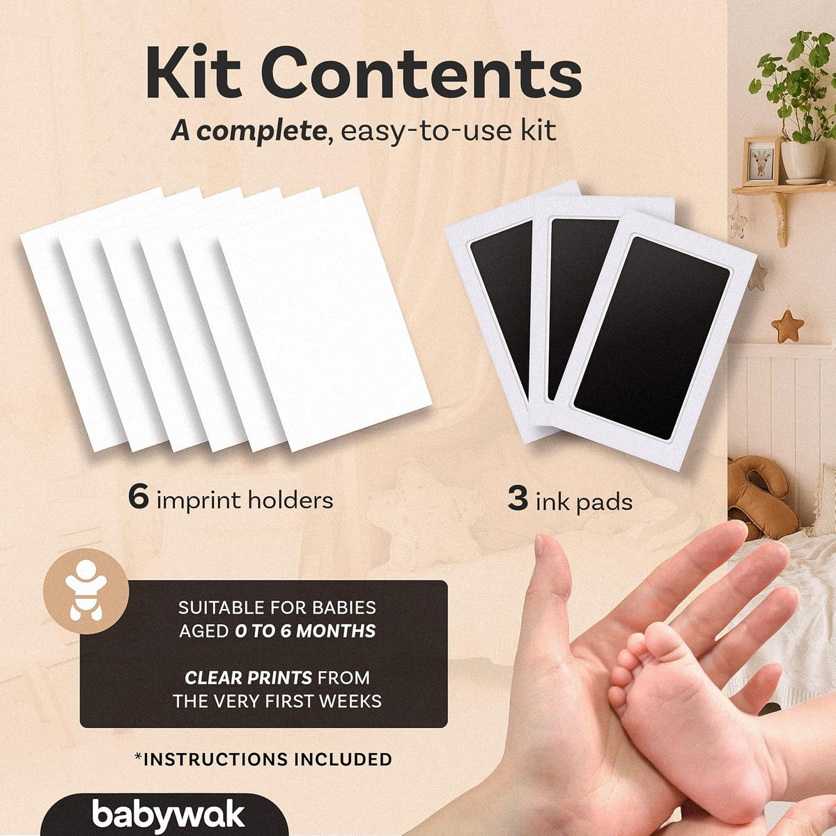 Baby Hand and Footprint Kit – Inkless Ink Pad for Newborn, Baby Shower Gift