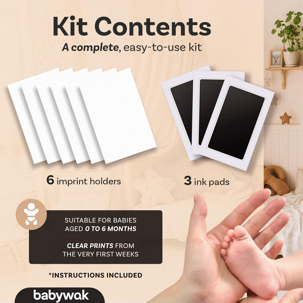 Baby Hand and Footprint Kit – Inkless Ink Pad for Newborn, Baby Shower Gift