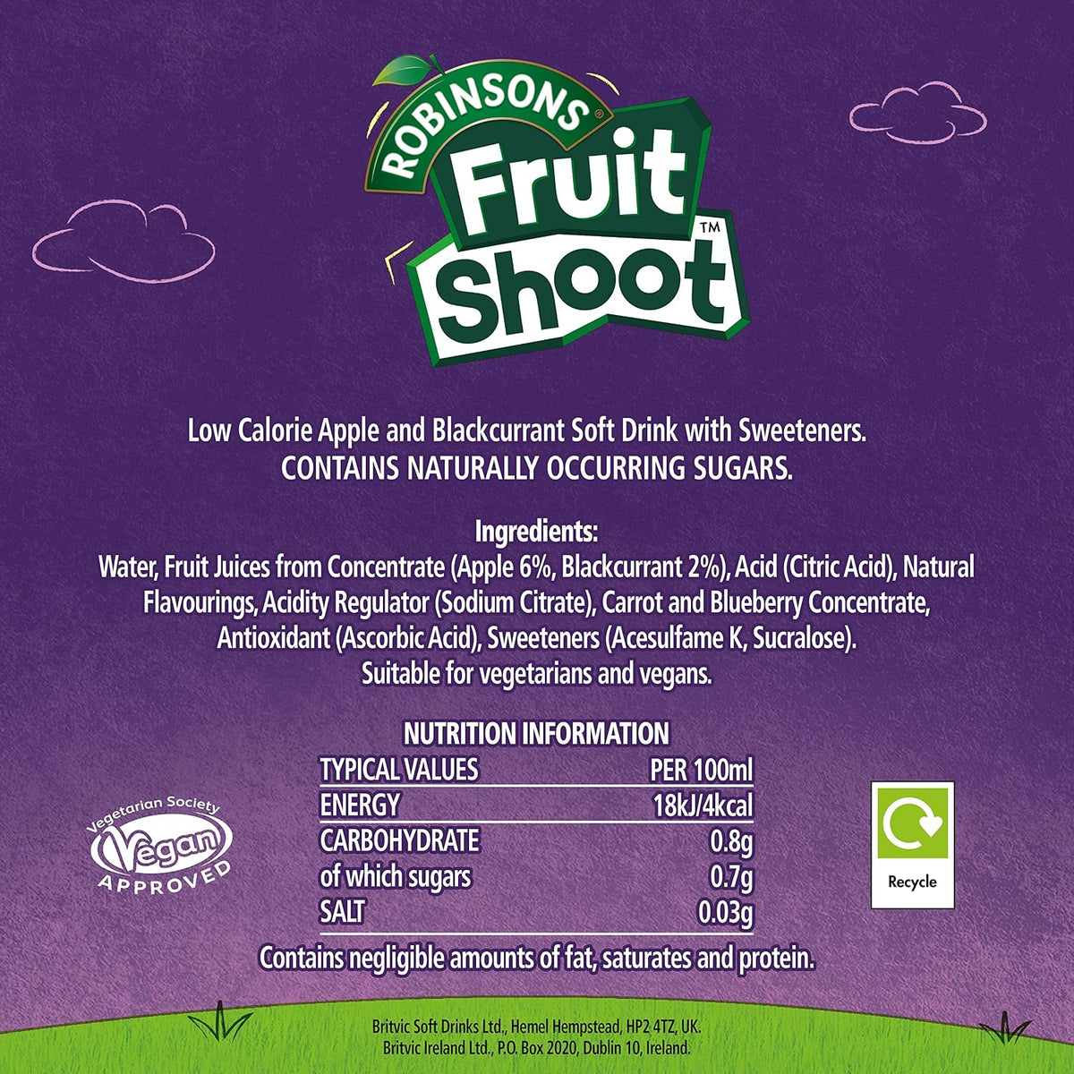Robinsons Fruit Shoot Apple & Blackcurrant | 200ml Bottle | 24 Pack