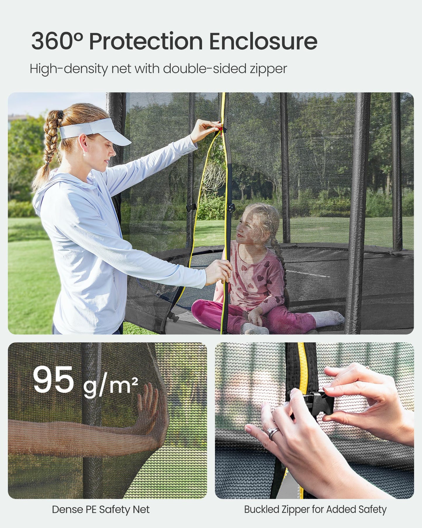 SONGMICS 10ft Children's Outdoor Trampoline with Safety Net & Ladder — Max 100 kg | 2-Year Warranty