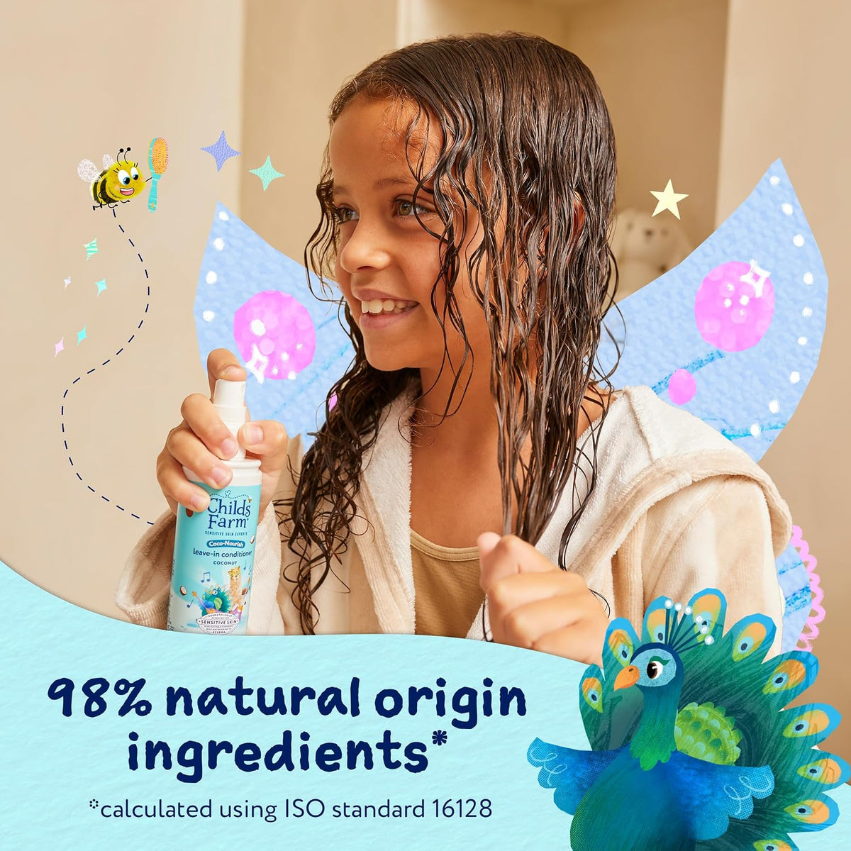 Childs Farm Coco-Nourish Leave-in Conditioner Hair Spray, Define Curls, Smooth, Styling Protector, Coconut, Kids, 100ml