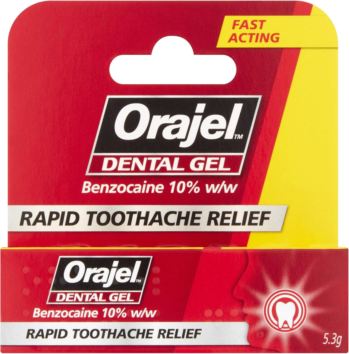 Orajel Toothache Pain Relief Gel, Benzocaine 10% w/w, Fast-Acting, 5.3g