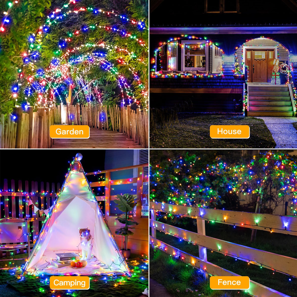 Ollny Smart Outdoor Fairy Lights, 20m 200 LEDs, RGB+W, App Control