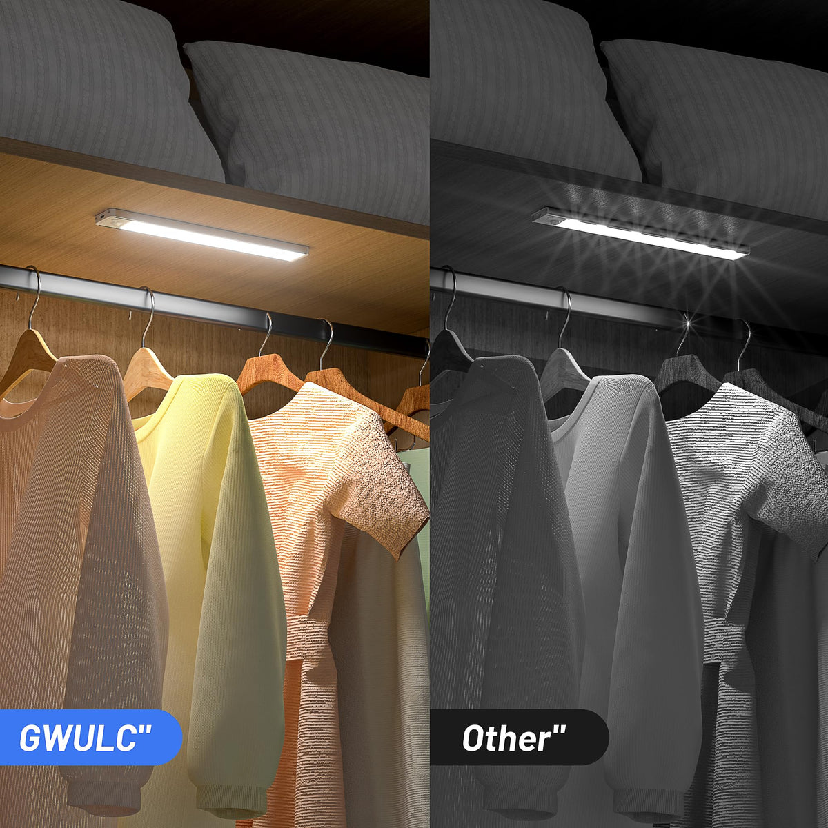 5-Pack Motion Sensor LED Under Cabinet Lights, 20cm Adjustable Kitchen Drawer Lighting with 3 Colour Temperatures for Wall Cabinets and Shelves
