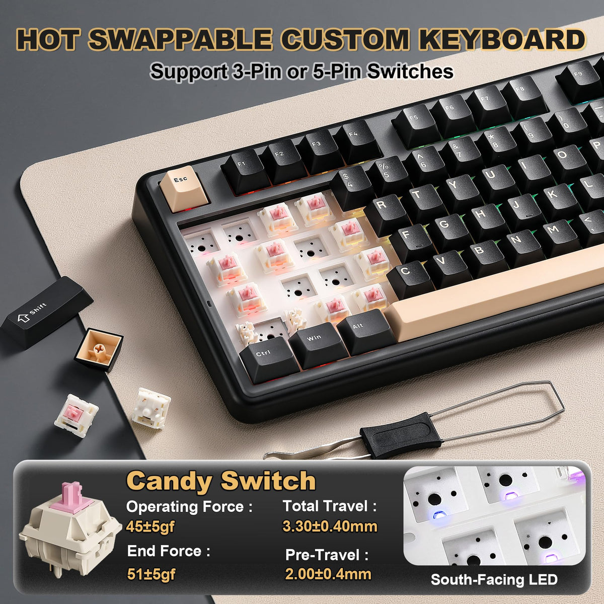 YUNZII B98 PRO 96% Wireless Mechanical Keyboard (Matcha Green, Candy Switch)