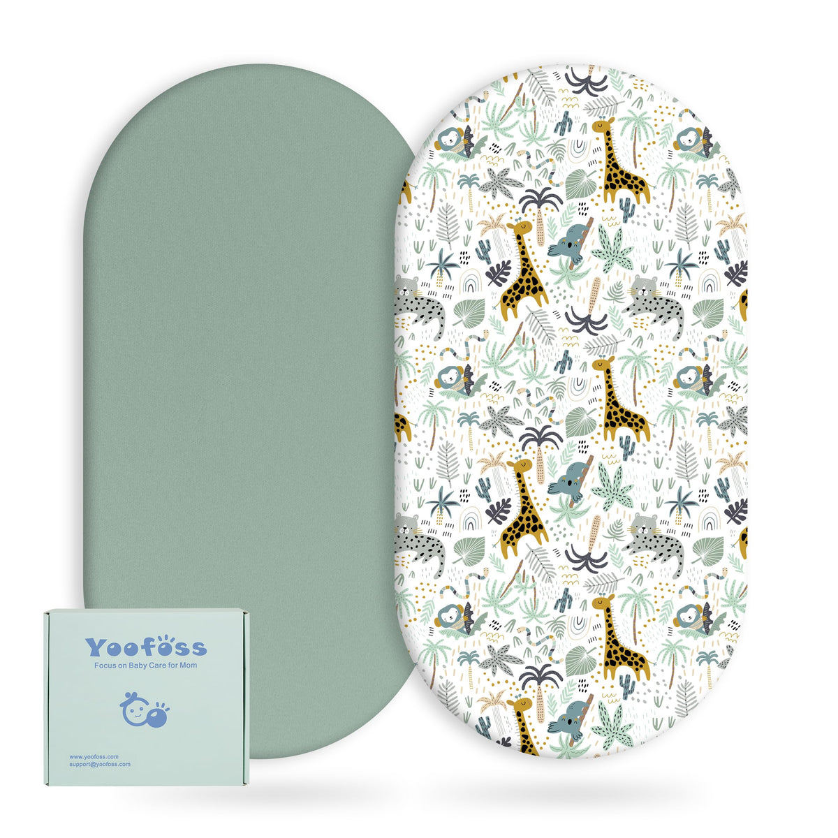 Yoofoss Moses Basket Sheets 41 x 84 cm, Fitted Soft & Breathable Microfiber Pram Sheet for Newborn Baby Boy and Girl, Crib Bassinet Mattress Protector Snuzpod Bedside 2 Pack