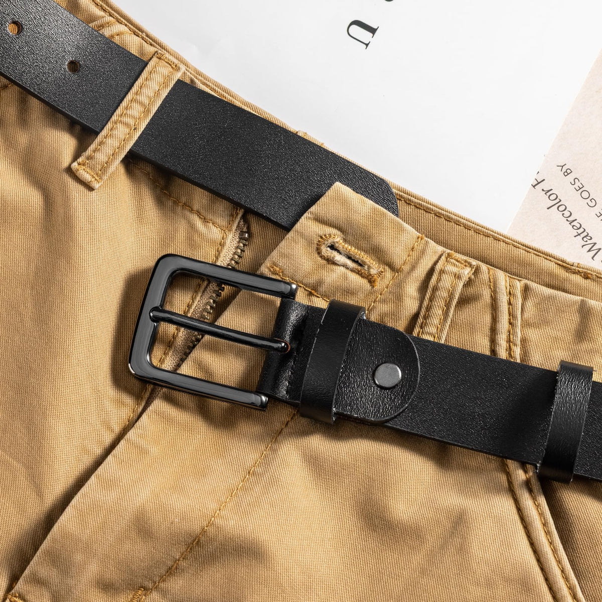 maikun Black Leather Belts for Men,Mens Belts Leather Black